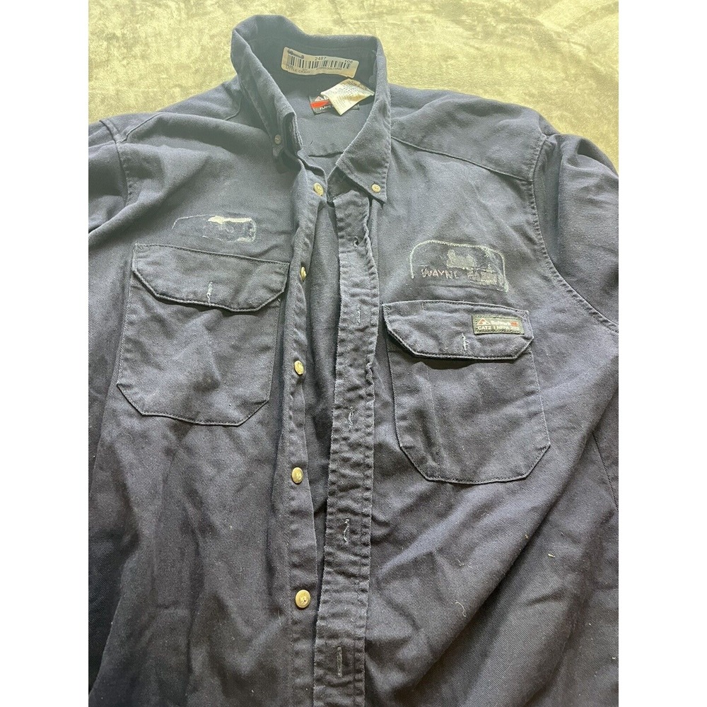 Bulwark FR Mens Navy Blue Flame Resistant Work Shirt CAT2‎ NFPA 2112 Large L